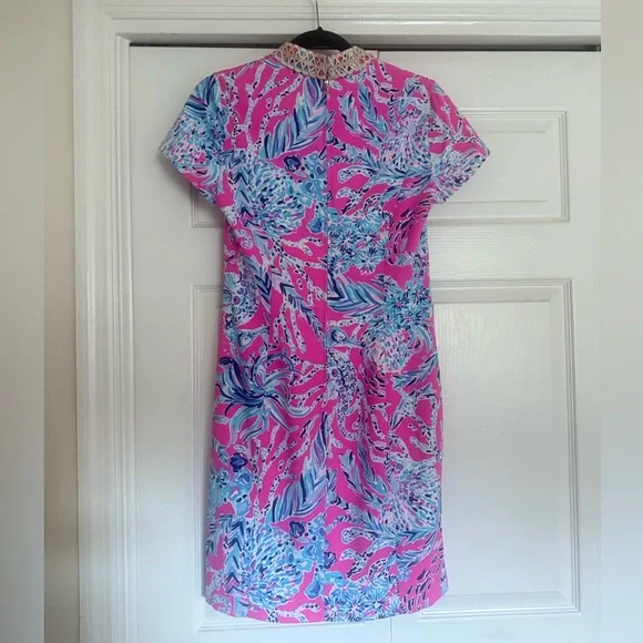Lilly Pulitzer Pink and Blue Dress with Gold Accents - Picture 2 of 3